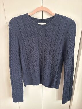 Splendid Women's Cable Knit Crewneck Sweater - Dusty Blue